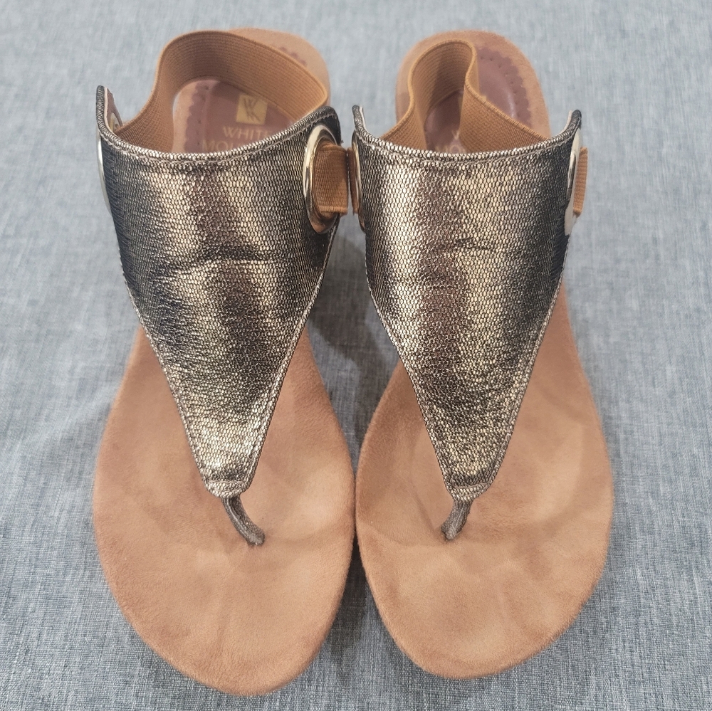 Metallic Sandals with Tan Soles